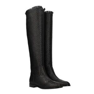 Christian Dior black woven leather 2020 global riding boots